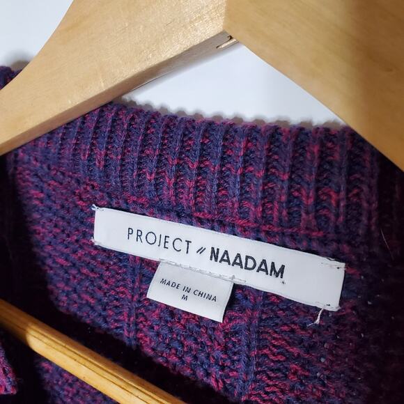 Project Naadam Purple Cable Knit Tie Sleeve Oversized Pullover Designer sweater - Picture 3 of 11